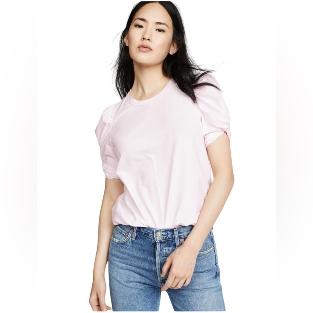 A.L.C. Women's Light Pink Cotton Puff Short Sleeve Top Small